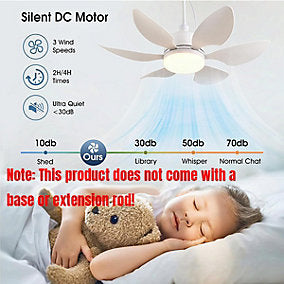 Bextsrack Ventilador de Techo Iluminación Tricolor 3 Velocidades 52 cm