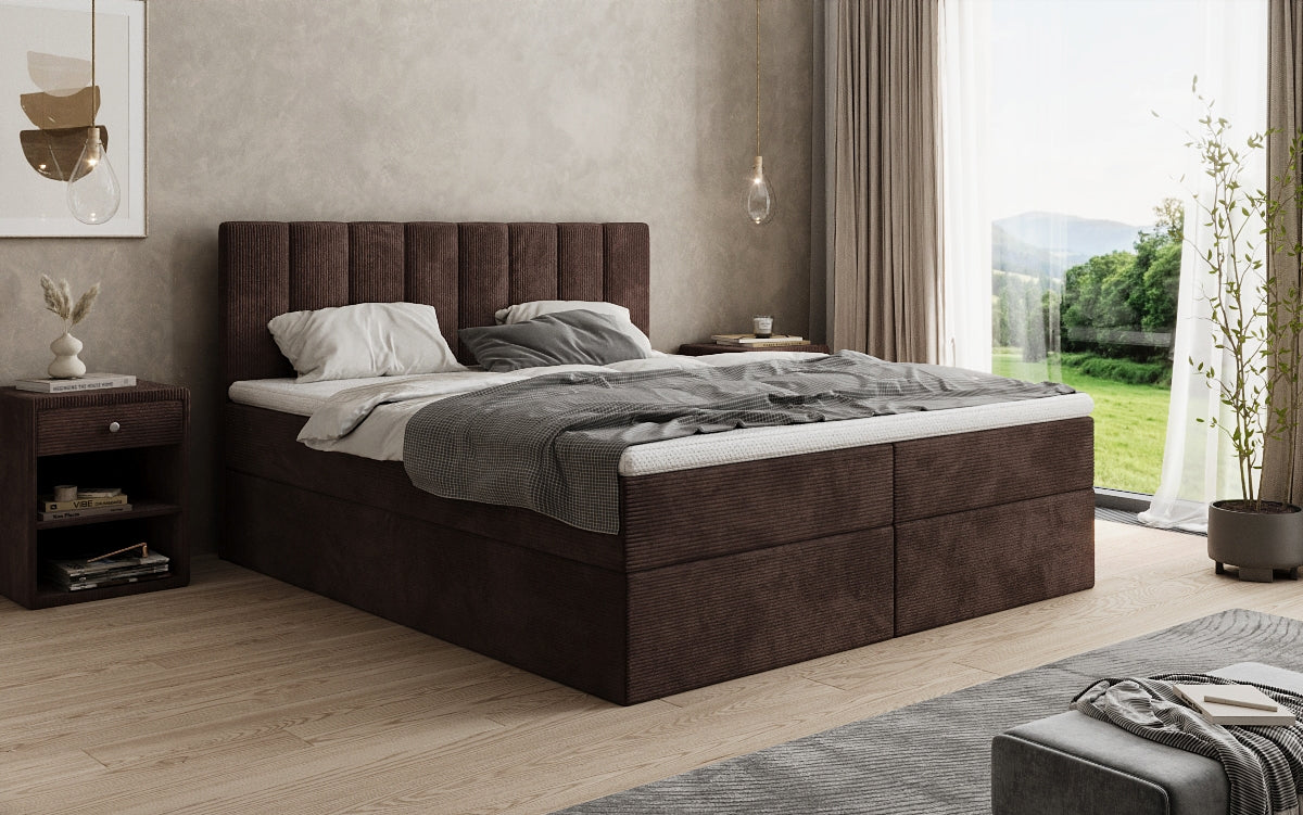 Luxusbetten24 Sofia Boxspringbett Cord mit Stauraum