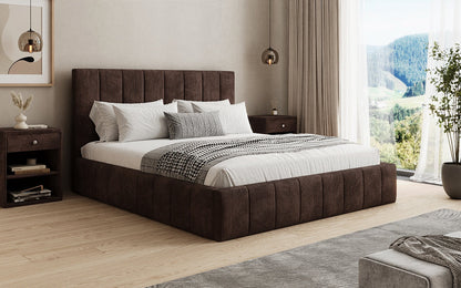Designer Polsterbett Maja in Cord mit Stauraum