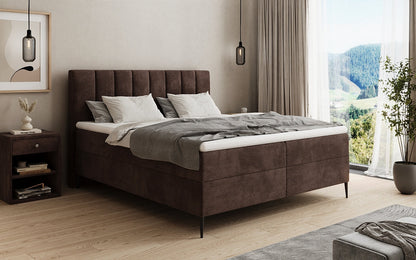 Boxspringbett Lucca in Cord mit Stauraum und Füßen