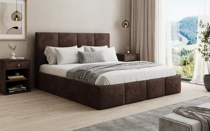 Mina Designer Polsterbett Cord – 140 × 200 cm, wählbare Kopfteilhöhe, Farben