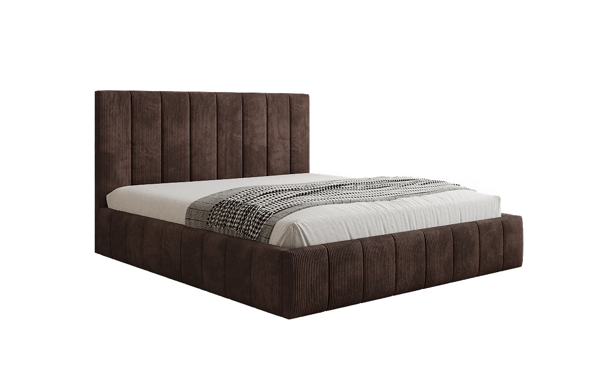 Designer Polsterbett Maja in Cord mit Stauraum