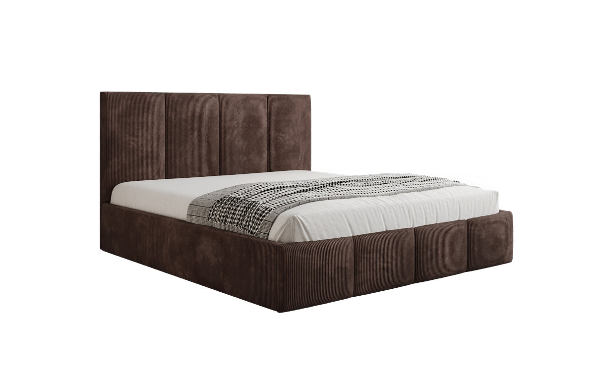 Mina Designer Polsterbett Cord – 140 × 200 cm, wählbare Kopfteilhöhe, Farben