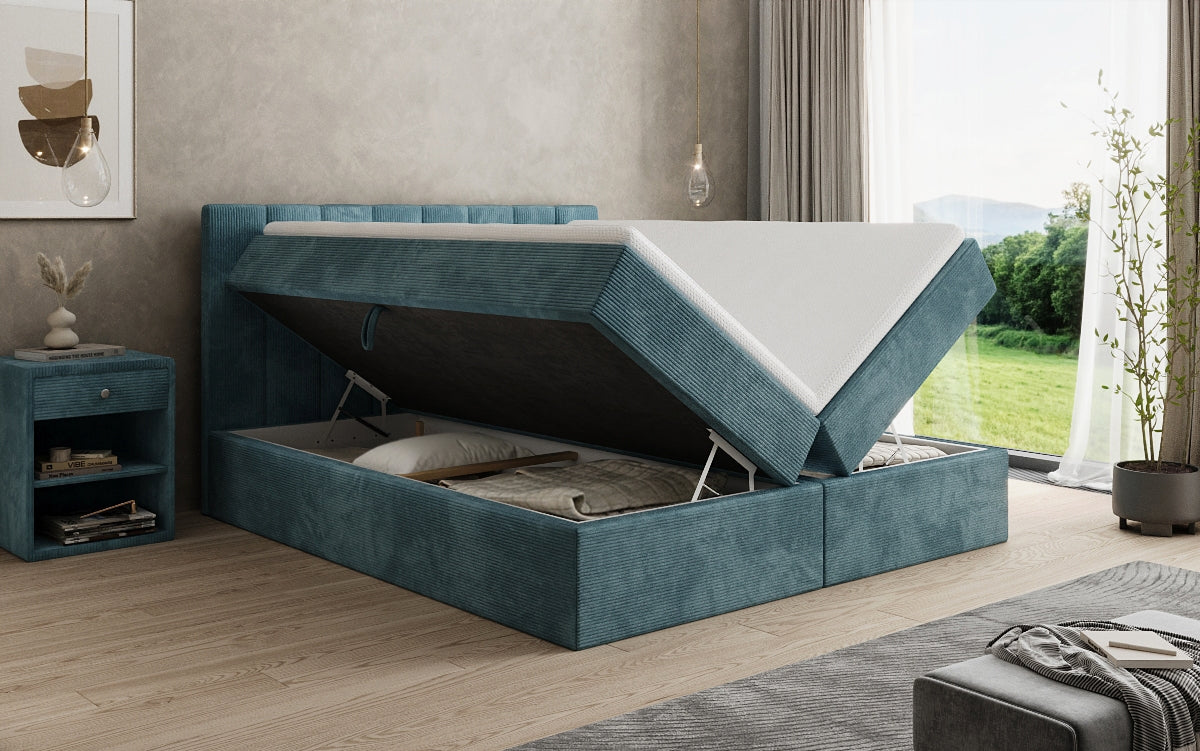 Luxusbetten24 Sofia Boxspringbett Cord mit Stauraum