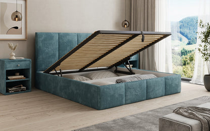 Mina Designer Polsterbett Cord – 140 × 200 cm, wählbare Kopfteilhöhe, Farben