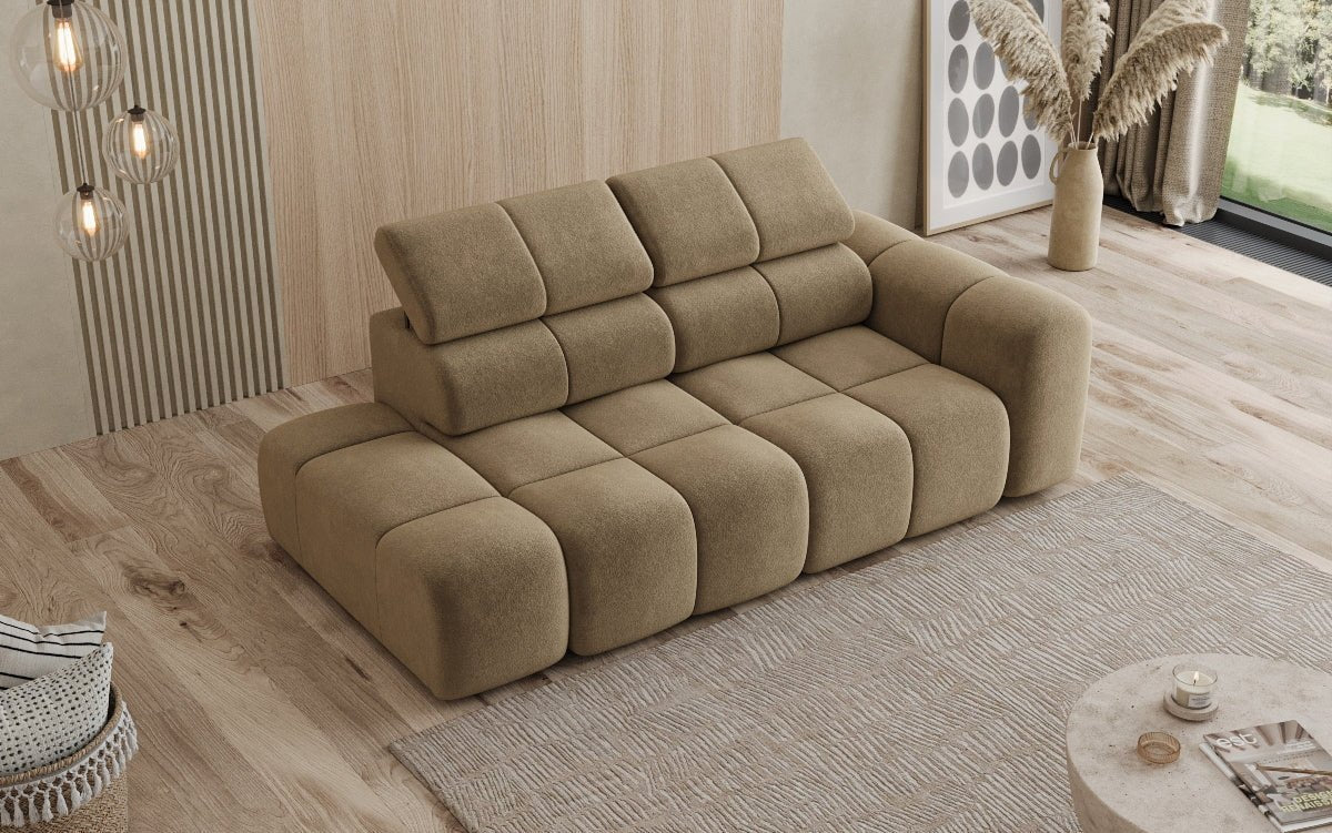 Designer Sofa 3‑Sitzer mit Chaise Longue Mia in Chenille