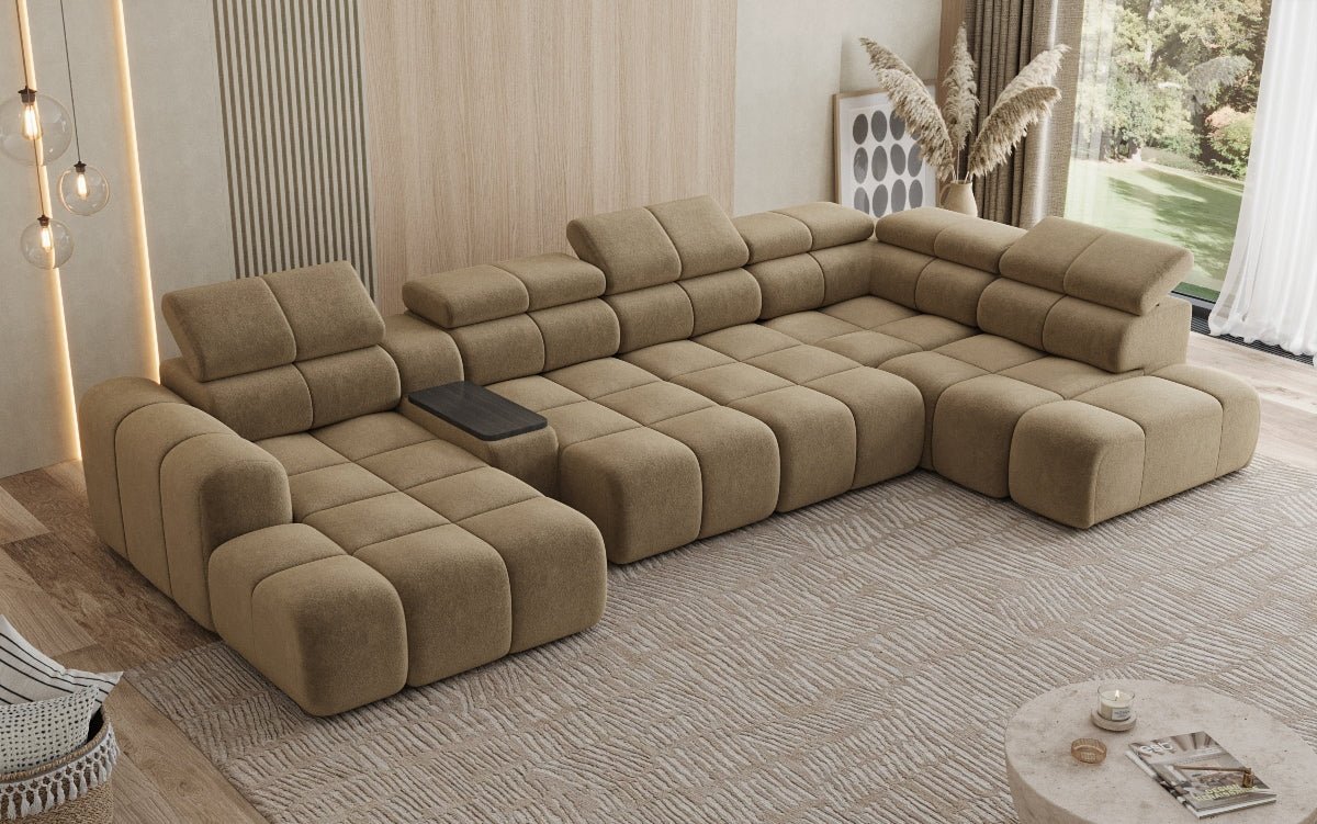 Luxusbetten24 Mia Wohnlandschaft – Elektrische Sitzerweiterung, Chenille, Diverse Farben