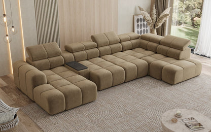 Luxusbetten24 Mia Wohnlandschaft – Elektrische Sitzerweiterung, Chenille, Diverse Farben