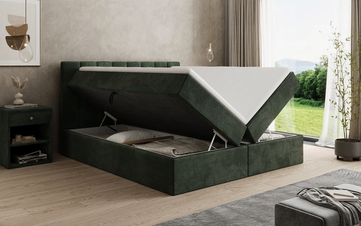 Luxusbetten24 Sofia Boxspringbett Cord mit Stauraum