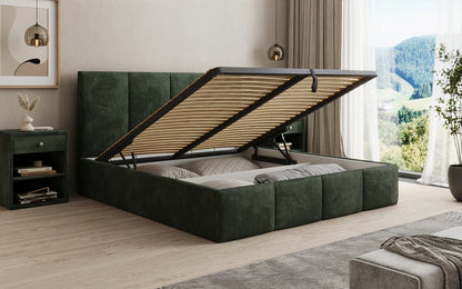 Mina Designer Polsterbett Cord – 140 × 200 cm, wählbare Kopfteilhöhe, Farben