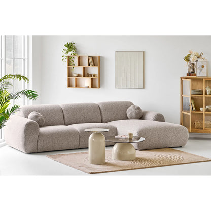 Luxusbetten24 Solvaira Couchtisch Mit Runder Glasplatte Und Skulpturalem Metallfuß Beige