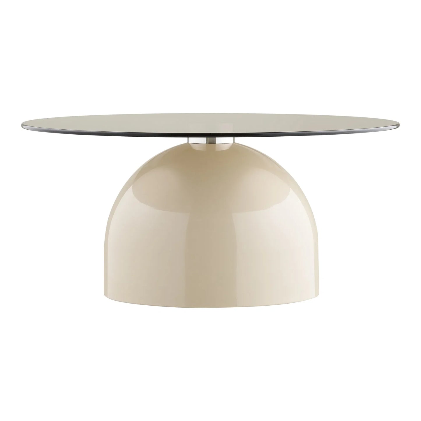 Luxusbetten24 Solvaira Couchtisch Mit Runder Glasplatte Und Skulpturalem Metallfuß Beige