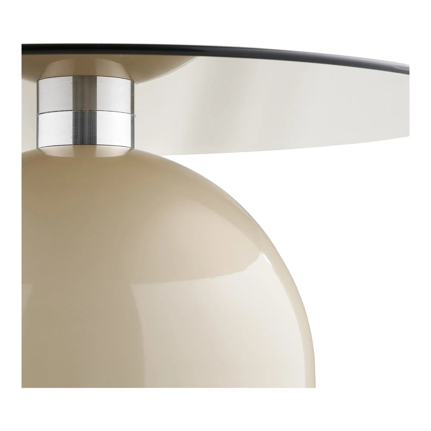 Luxusbetten24 Solvaira Couchtisch Mit Runder Glasplatte Und Skulpturalem Metallfuß Beige