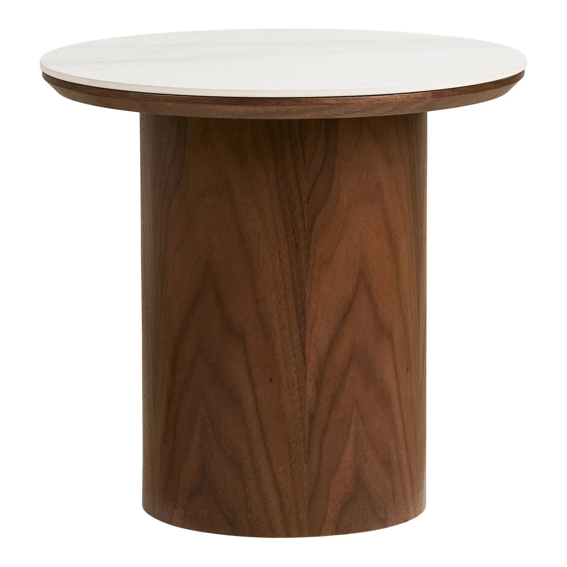 Luxusbetten24 Valnora Beistelltisch Modern Keramikplatte, Braun Weiß, Wohnzimmer