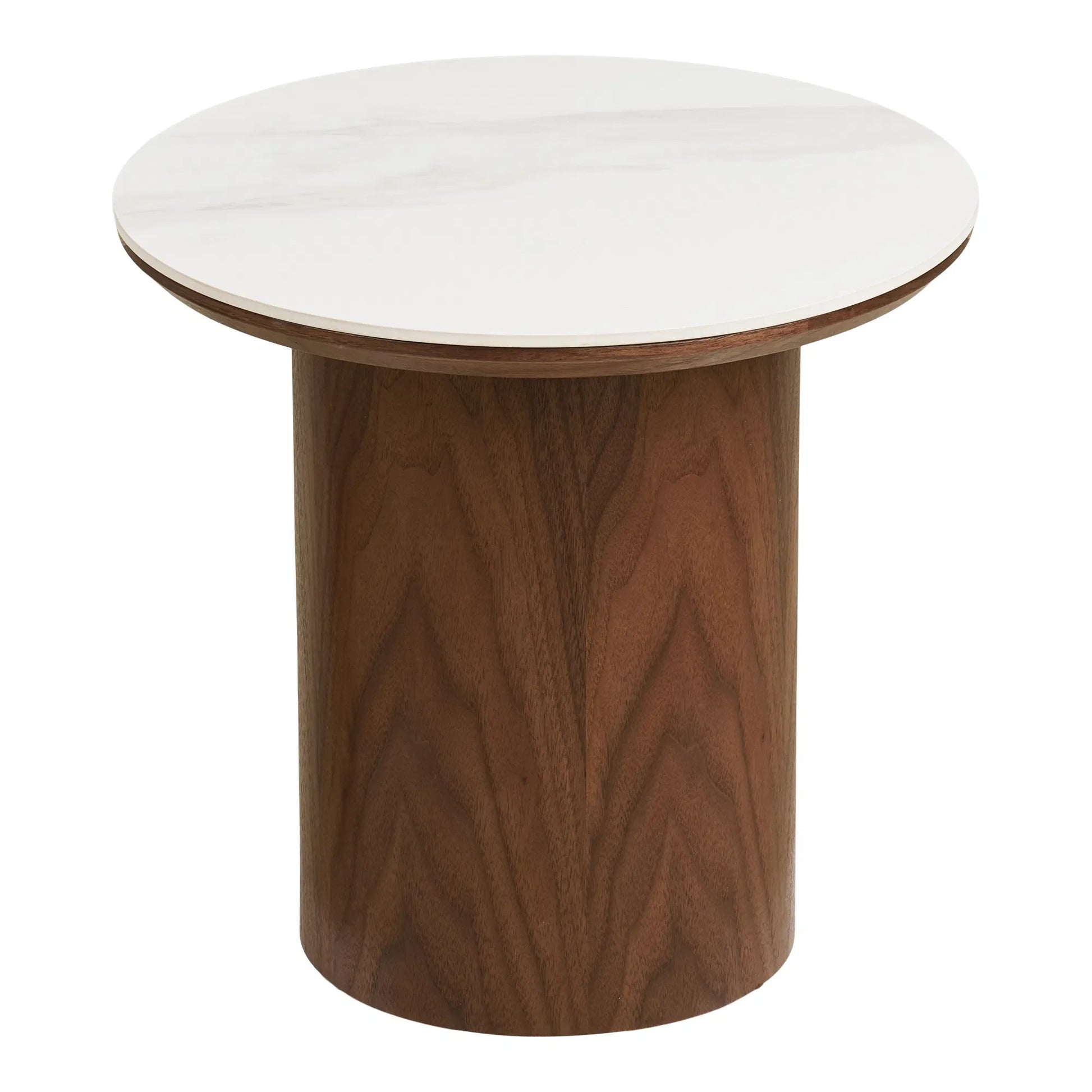 Luxusbetten24 Valnora Beistelltisch Modern Keramikplatte, Braun Weiß, Wohnzimmer