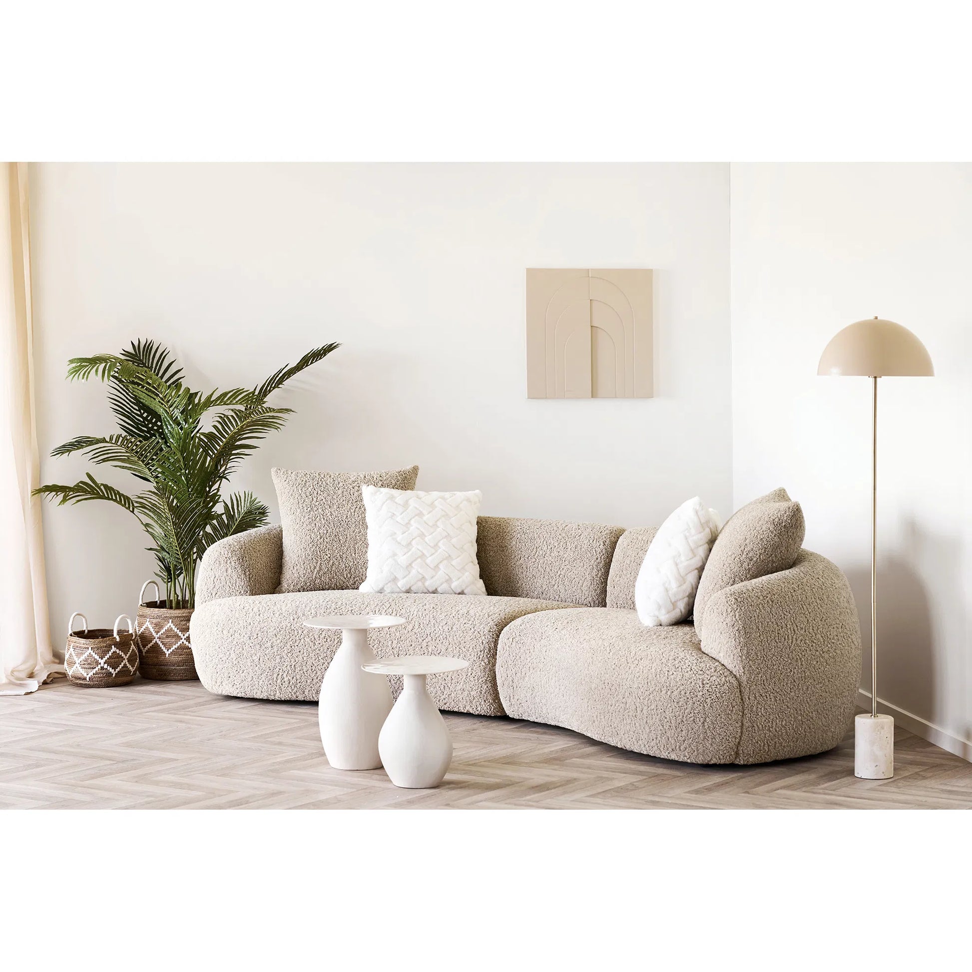 Luxusbetten24 Iskavia Beistelltisch Metall Emaille Creme Weiß