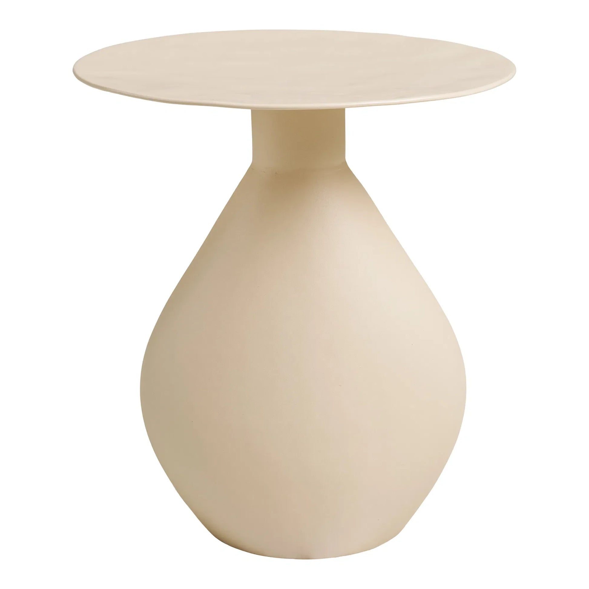 Luxusbetten24 Iskavia Beistelltisch Metall Emaille Creme Weiß