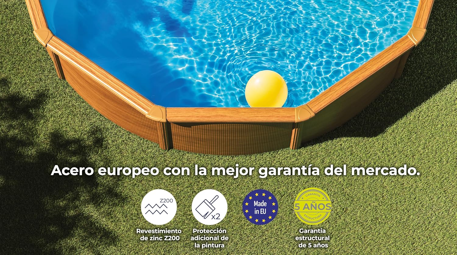 Piscina Elevata Redonda Aspecto Madera 300 x 120 cm