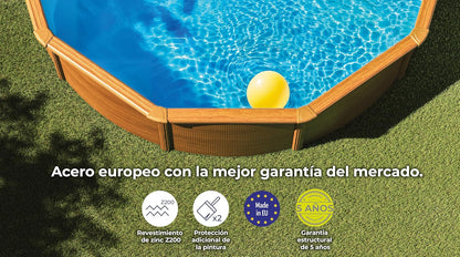Piscina Elevata Redonda Aspecto Madera 300 x 120 cm