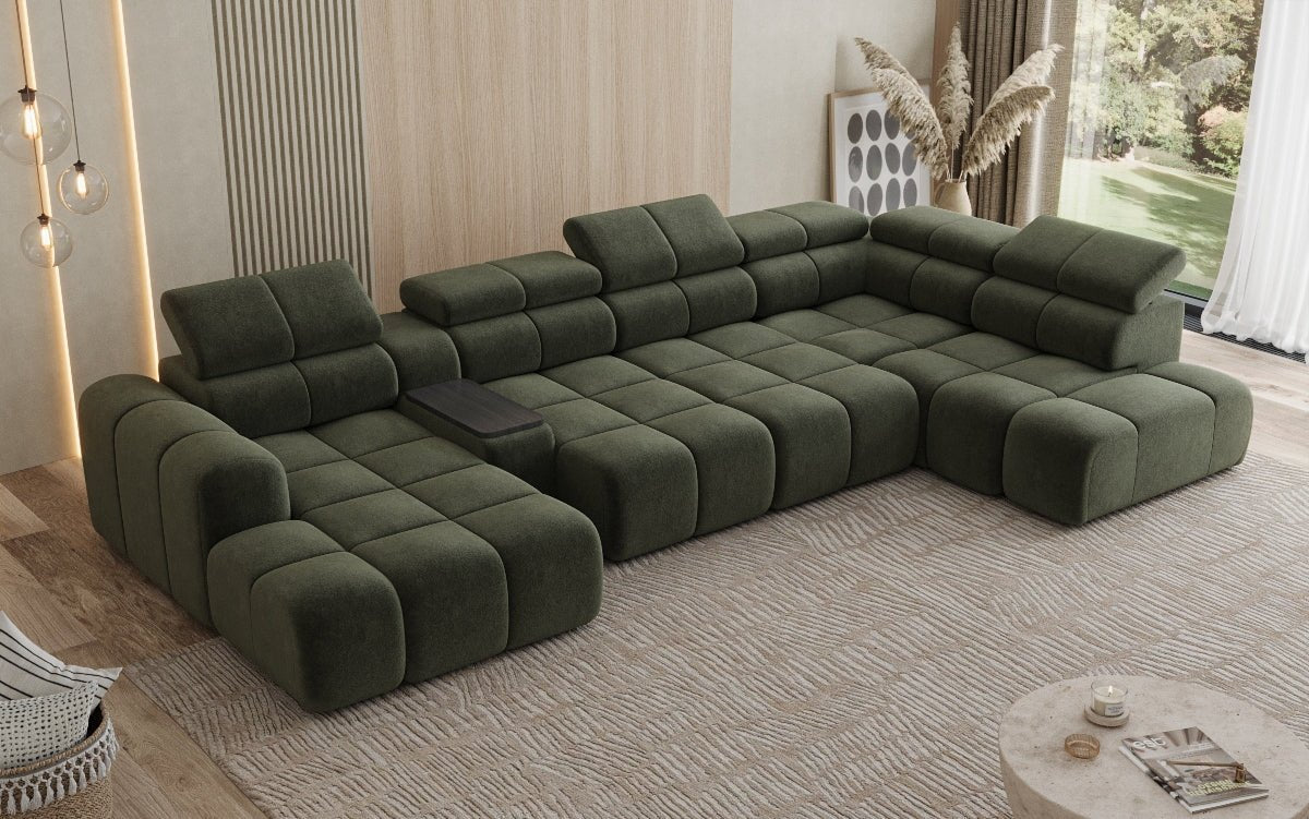 Luxusbetten24 Mia Wohnlandschaft – Elektrische Sitzerweiterung, Chenille, Diverse Farben