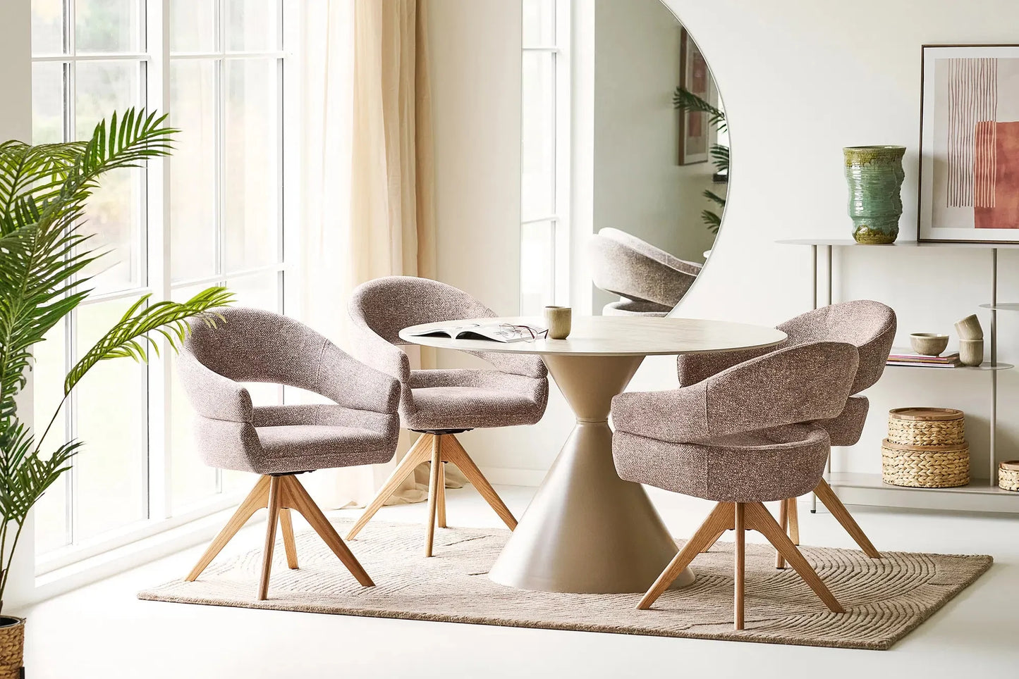 Luxusbetten24 Fjordella Esstisch Stahl/Keramik 180 cm Sand für Esszimmer