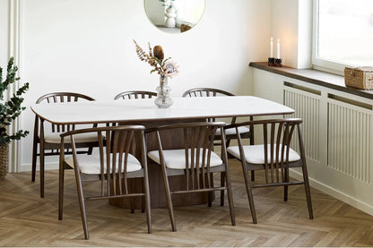 Luxusbetten24 Myrvika Esstisch Steinoptik Dunkel Braun und Heller Stein