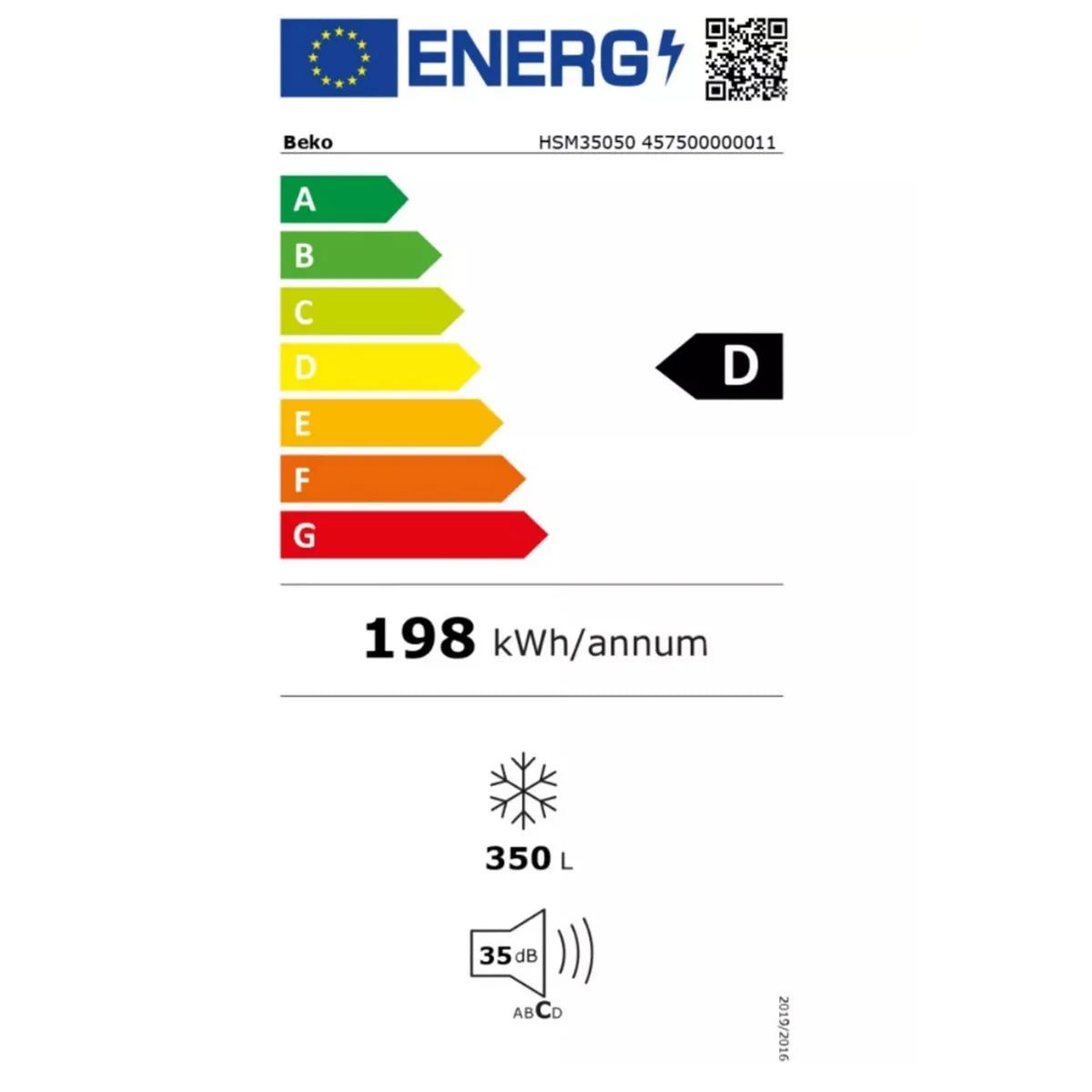 Beko HSM35050 Congelador Caja MinFrost 350 L Blanco