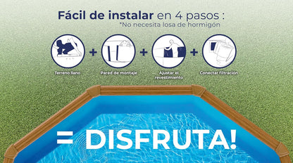 Piscina Elevata Redonda Aspecto Madera 300 x 120 cm