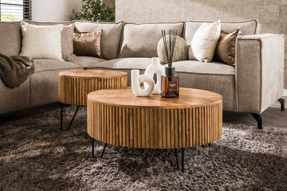 Luxusbetten24 Duna Couchtisch 2er Set aus Mangoholz, Sandfarben