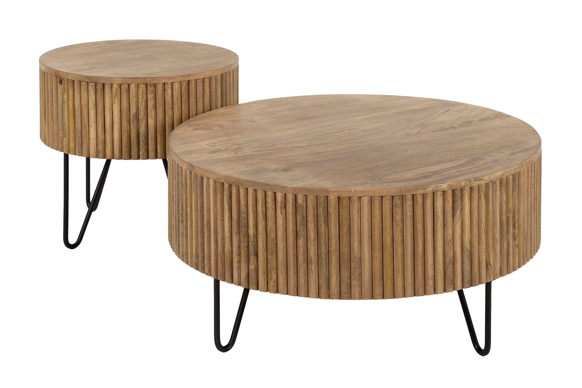 Luxusbetten24 Duna Couchtisch 2er Set aus Mangoholz, Sandfarben