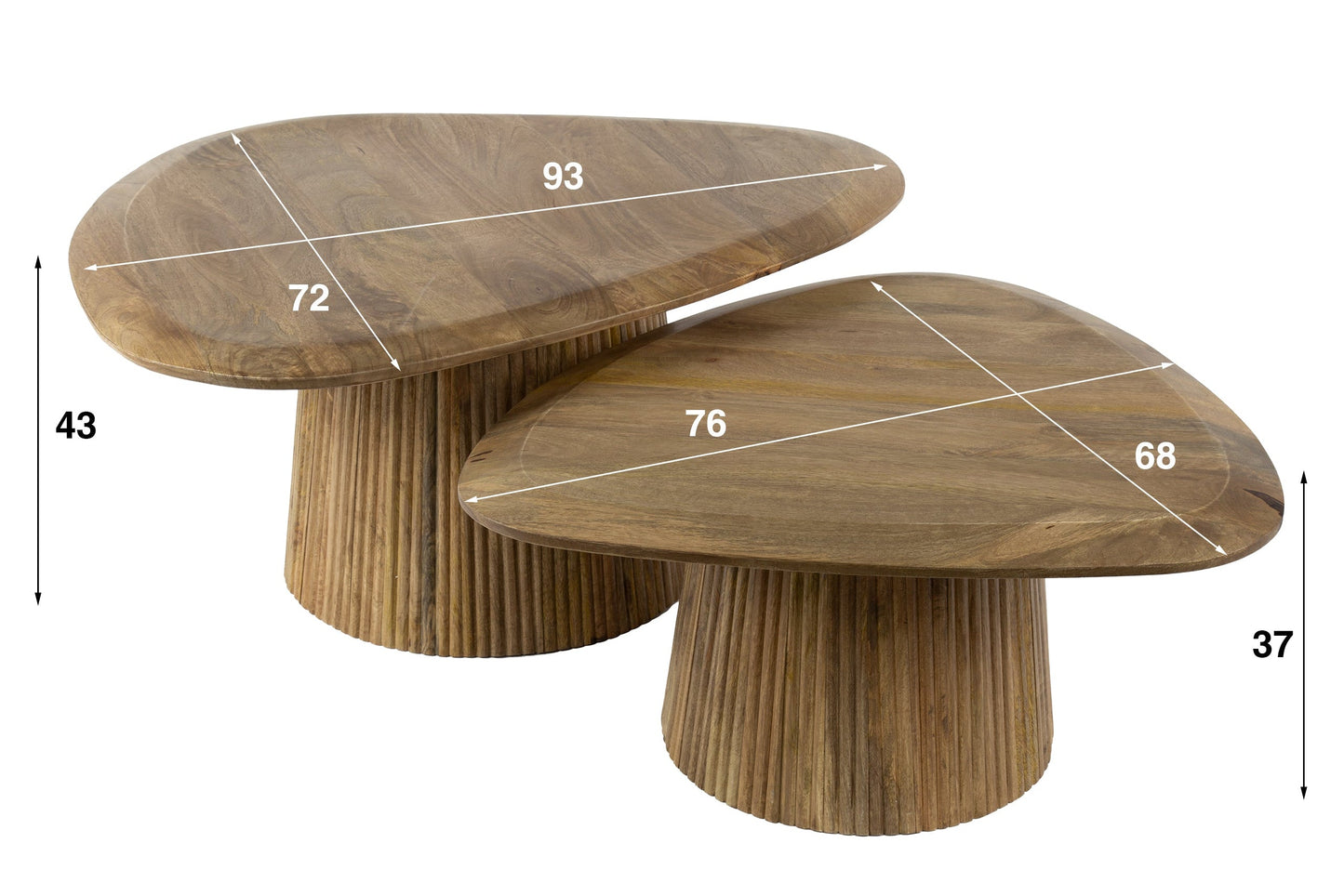 Luxusbetten24 Couchtisch Arenza 2er Set aus Mangoholz Sandfarben