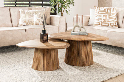 Luxusbetten24 Couchtisch Arenza 2er Set aus Mangoholz Sandfarben