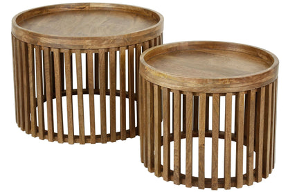 Marula Couchtisch 2er Set aus massivem Mangoholz Sandfarben