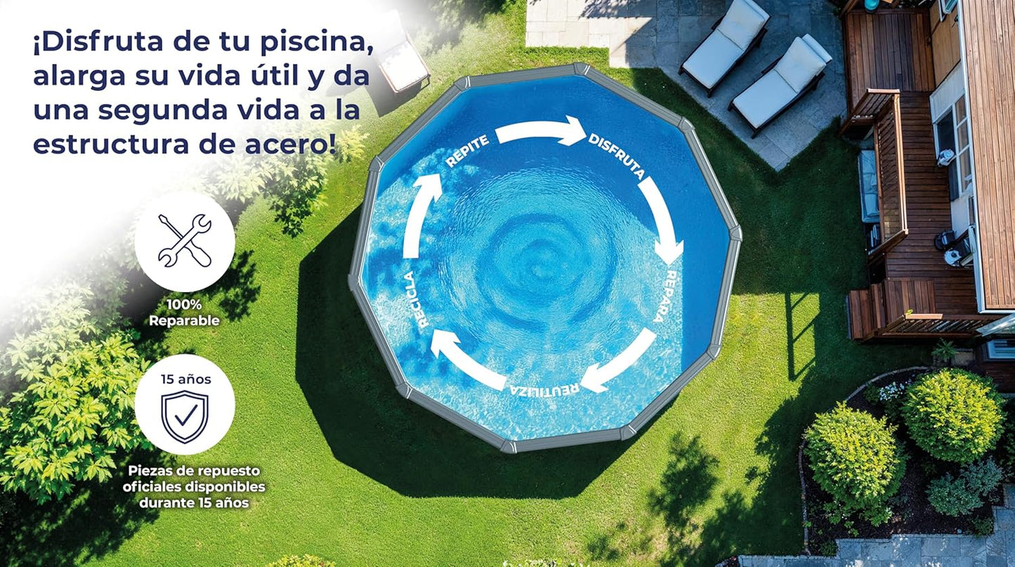 Piscina Elevata Redonda Aspecto Madera 300 x 120 cm