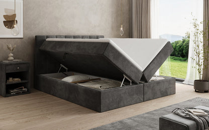 Luxusbetten24 Sofia Boxspringbett Cord mit Stauraum