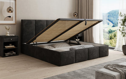 Mina Designer Polsterbett Cord – 140 × 200 cm, wählbare Kopfteilhöhe, Farben