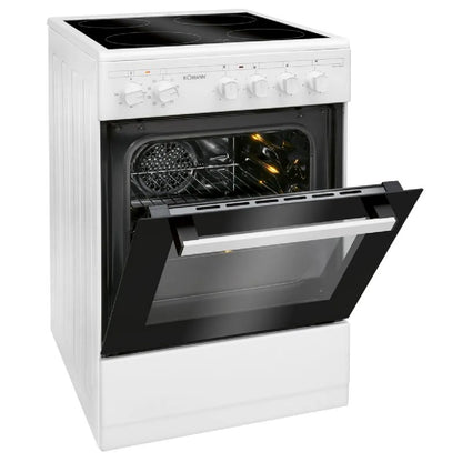 Bomann EHC7939 Cocina Vitrocerámica Blanca 4 Quemadores Horno 43L