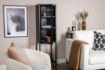 Luxusbetten24 Tero Vitrine, Hochwertige Glasfront, Schwarz, für Wohnbereich