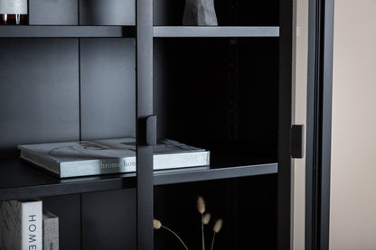 Luxusbetten24 Varda Vitrine mit Glastüren Schwarz