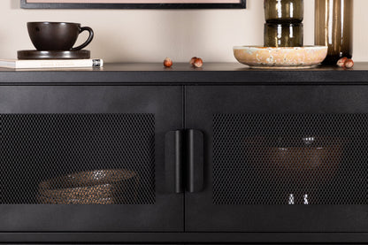 Kommode Berit Industrial Design Schwarz, Elegante Aufbewahrung für Wohnzimmer