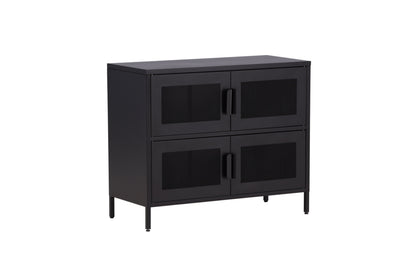 Kommode Berit Industrial Design Schwarz, Elegante Aufbewahrung für Wohnzimmer