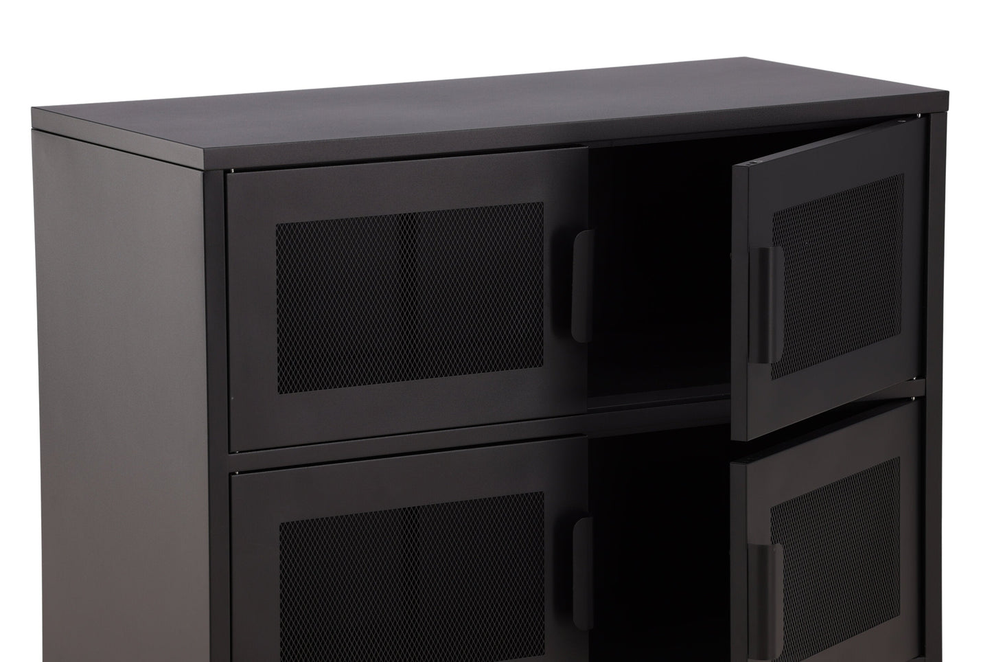Kommode Berit Industrial Design Schwarz, Elegante Aufbewahrung für Wohnzimmer