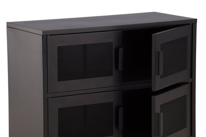 Kommode Berit Industrial Design Schwarz, Elegante Aufbewahrung für Wohnzimmer