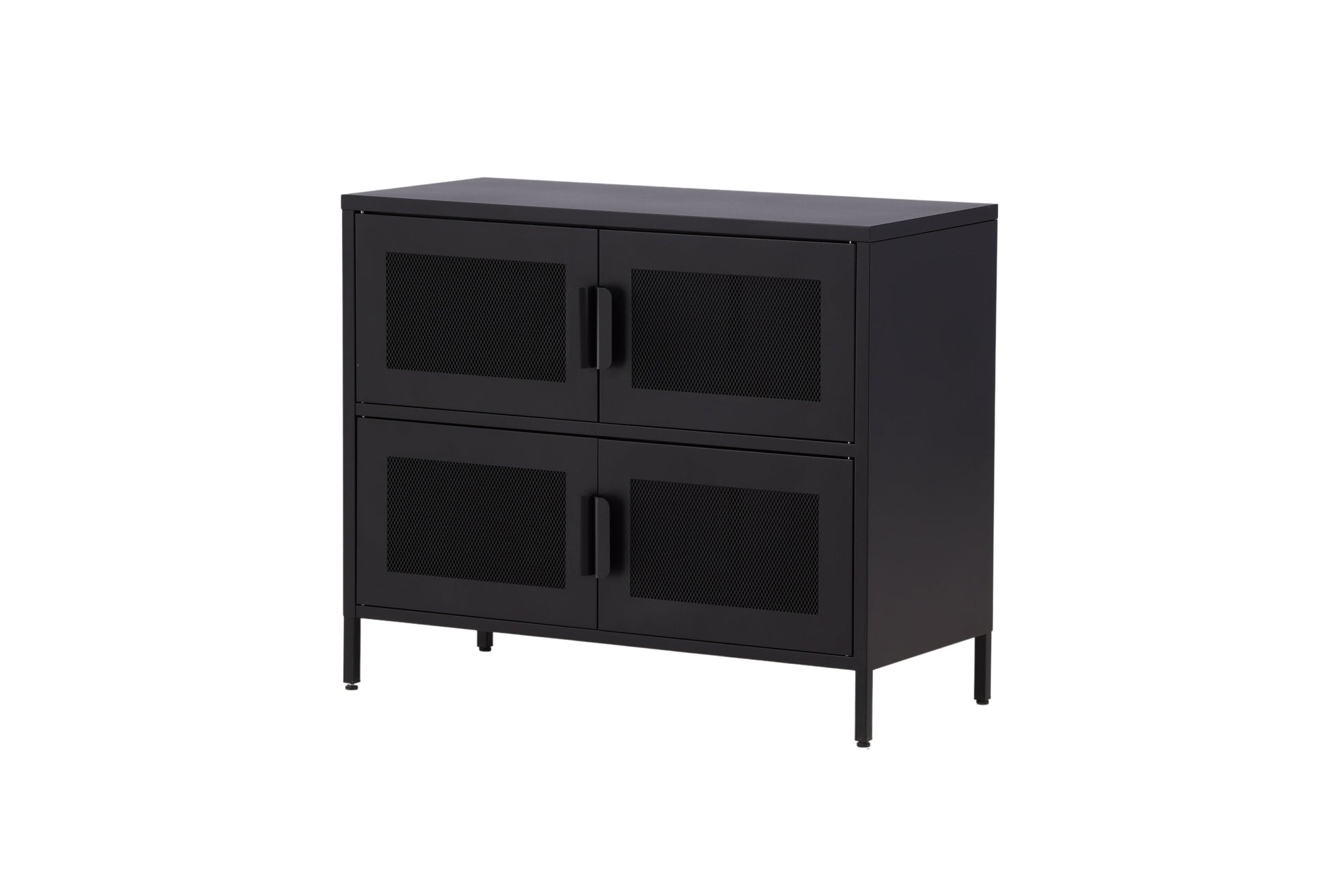 Kommode Berit Industrial Design Schwarz, Elegante Aufbewahrung für Wohnzimmer