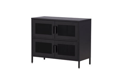 Kommode Berit Industrial Design Schwarz, Elegante Aufbewahrung für Wohnzimmer