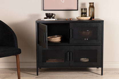 Kommode Berit Industrial Design Schwarz, Elegante Aufbewahrung für Wohnzimmer