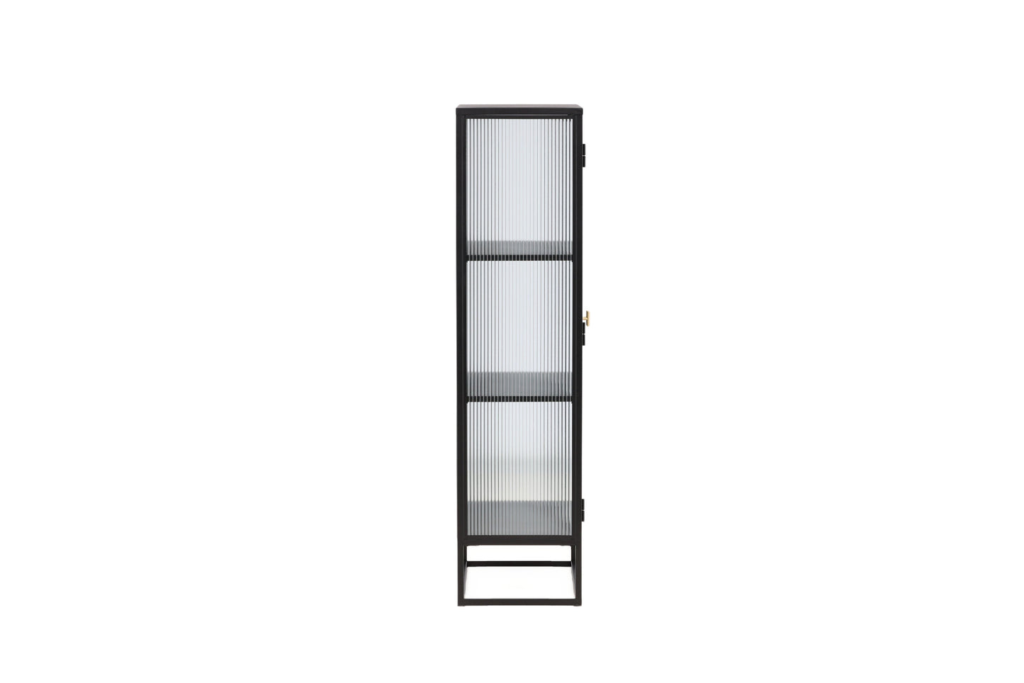 Luxusbetten24 Leonie Vitrine mit Wellenglas-Optik in Schwarz, Groß