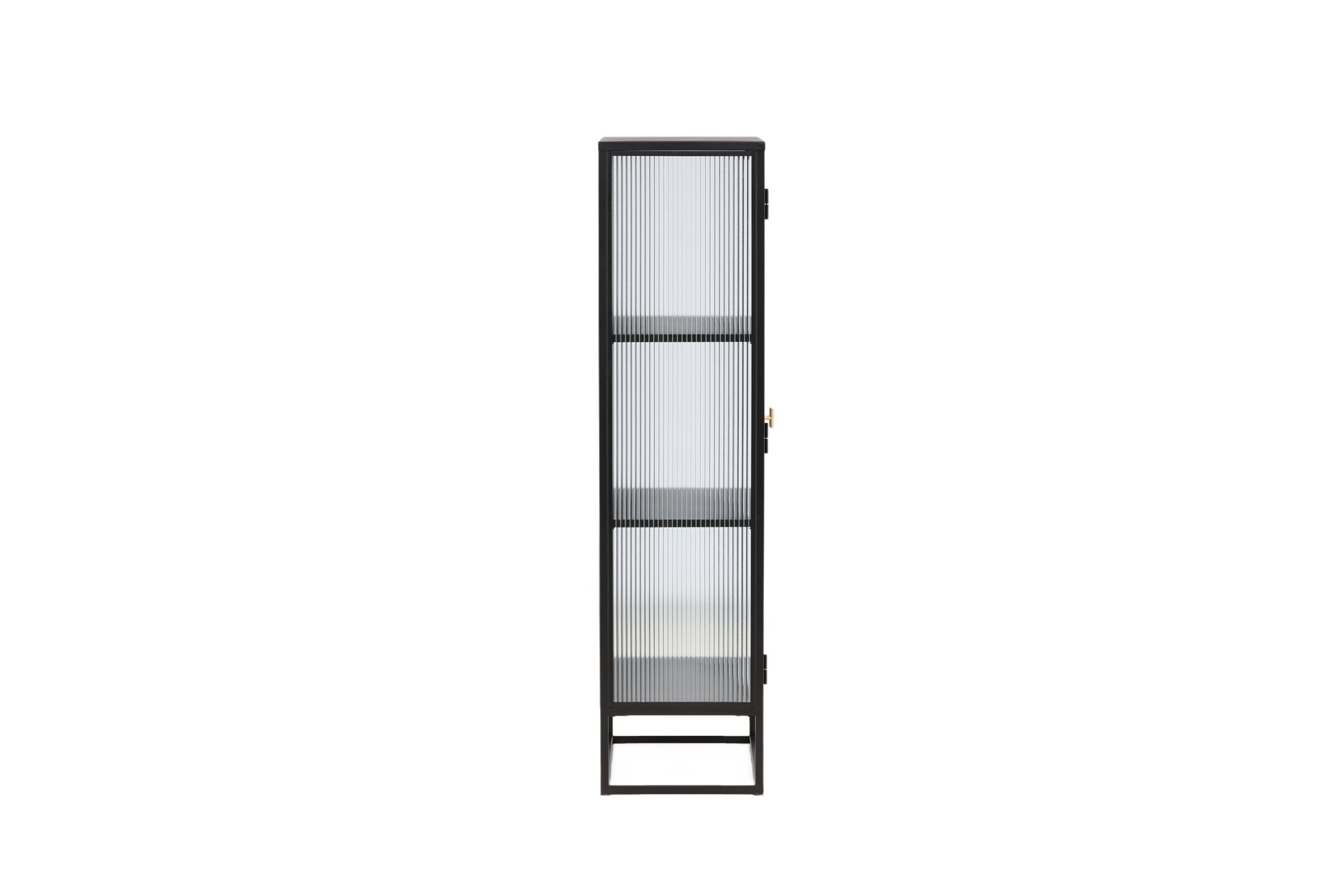 Luxusbetten24 Leonie Vitrine mit Wellenglas-Optik in Schwarz, Groß