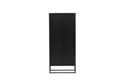 Luxusbetten24 Leonie Vitrine mit Wellenglas-Optik in Schwarz, Groß