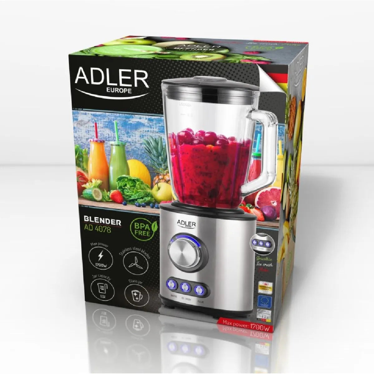 Adler AD 4078 Vaso de Mezcla Compatible con Licuadoras Adler